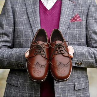 Cosyfeet Darby - Smart Extra Wide Lace Up Brogue Brown