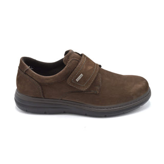Mens Wide Fit Brown Suede Shoe - Velcro Close