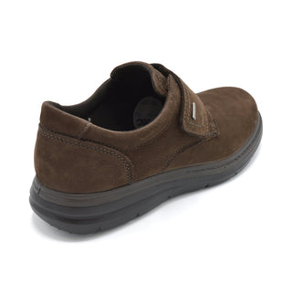 Mens Wide Fit Brown Suede Shoe With Velcro Close