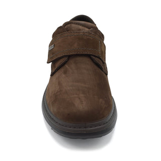 Mens Wide Fit Smart Brown Suede Shoe - Velcro Close