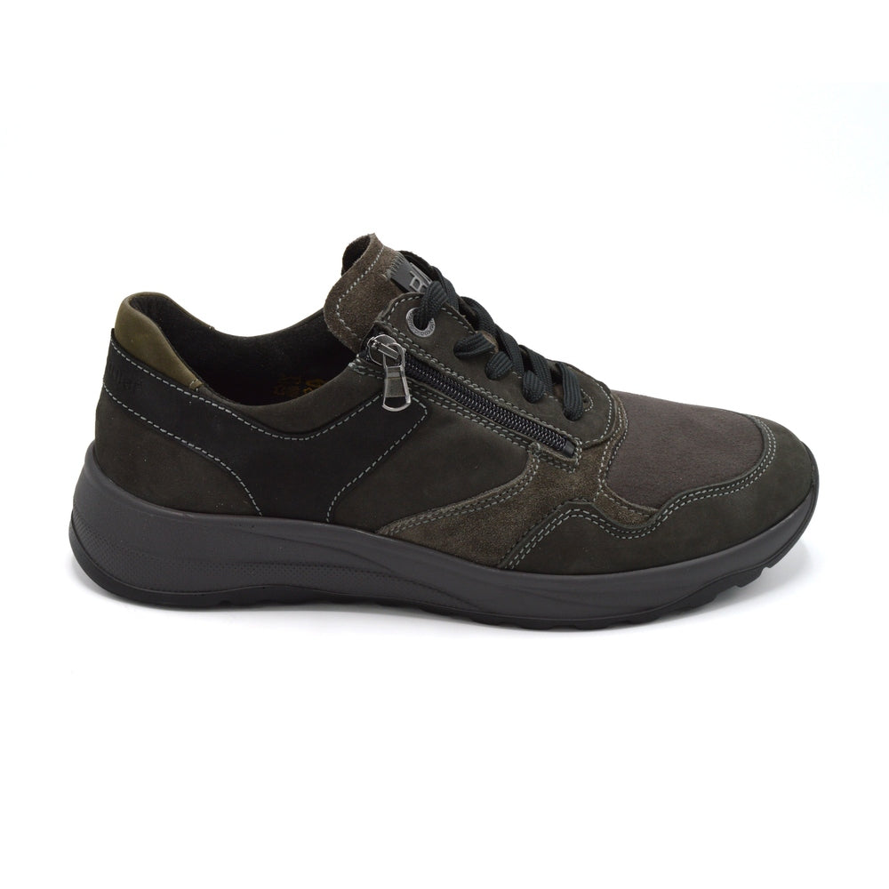 Waldlaufer John Trendy Extra Wide Trainer Side Zip Grey Wide Shoes