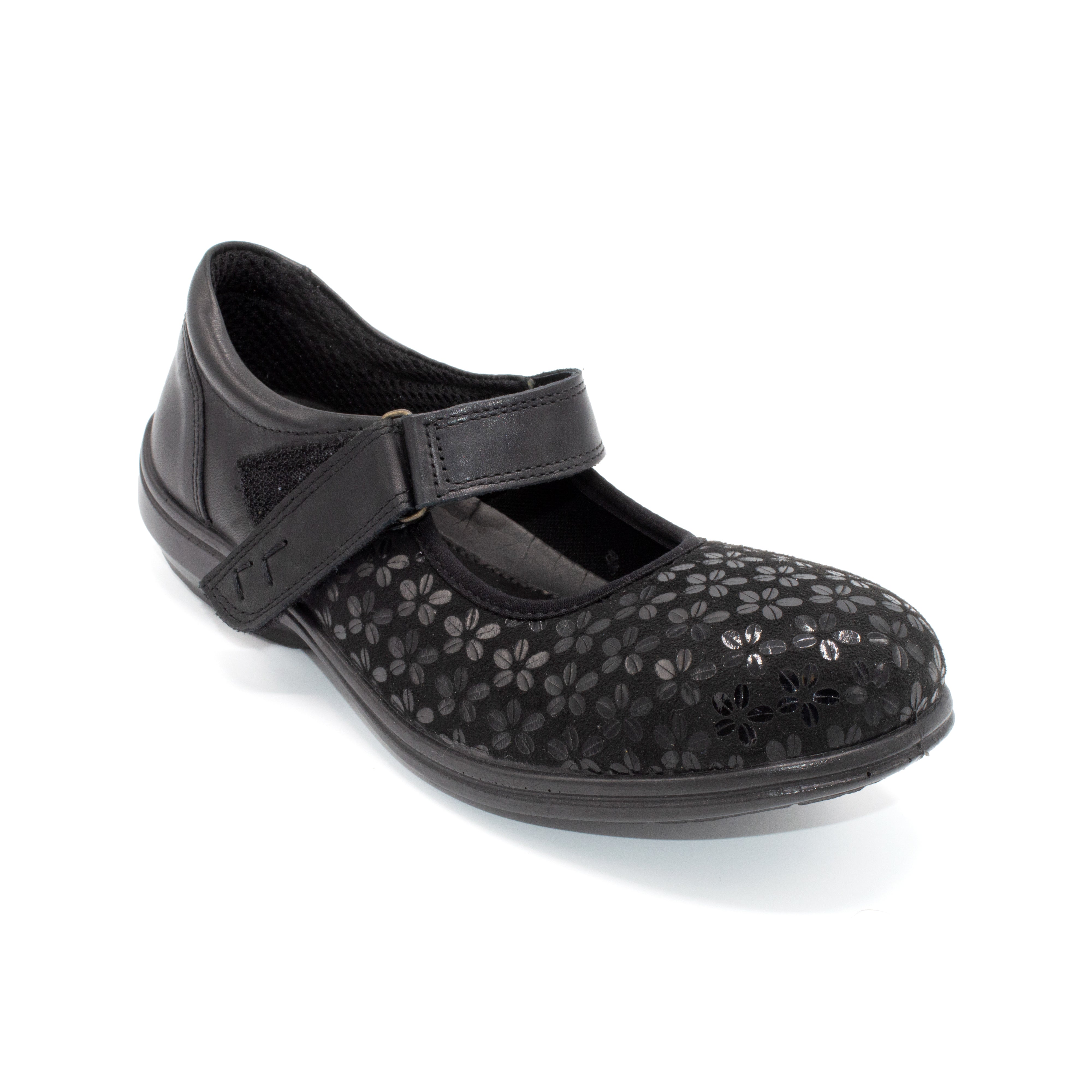 Black Ladies Velcro Shoe For Swollen Feet