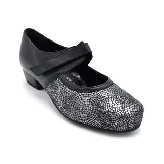 Black Ladies Velcro Court Shoe For Bunions