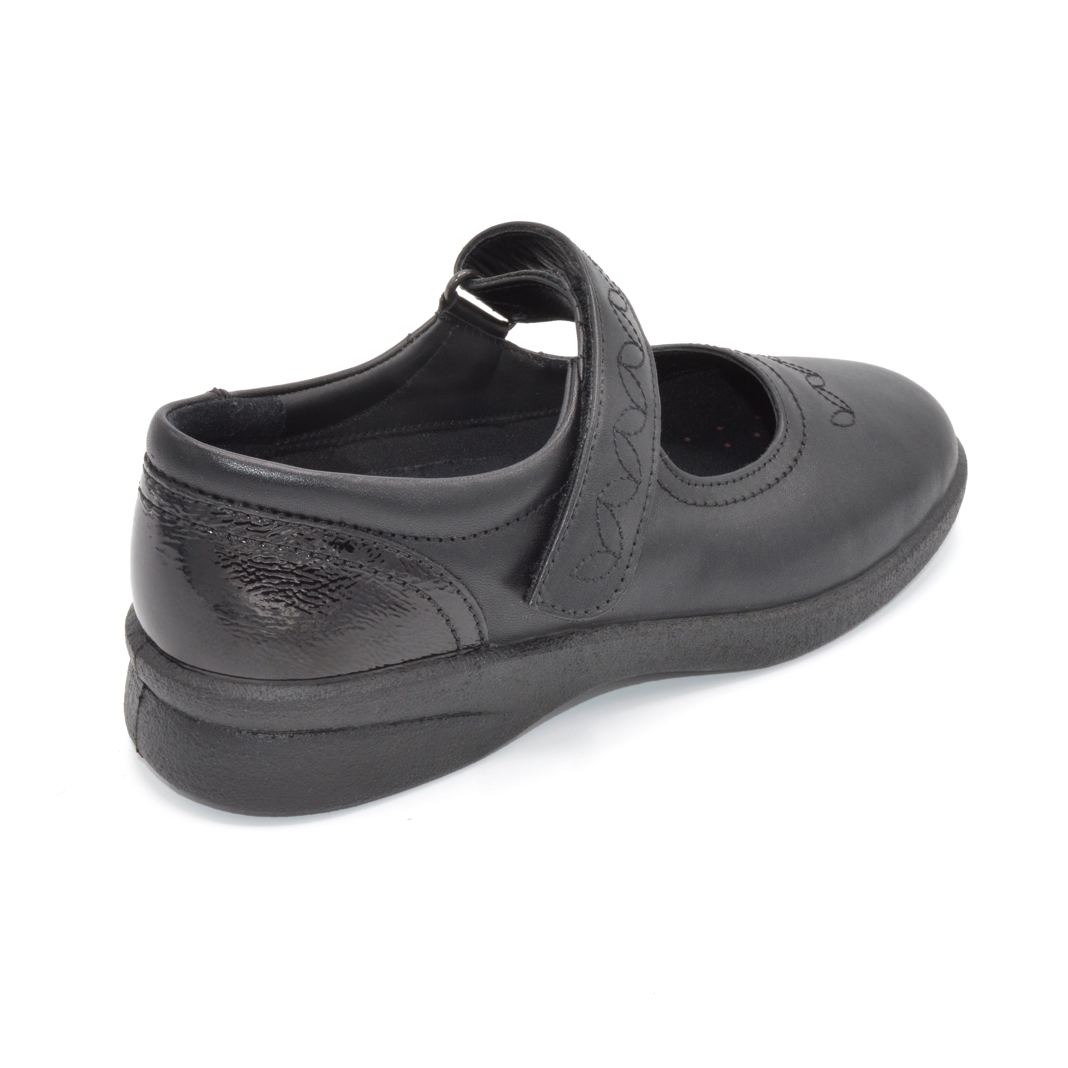 Black Velcro Ladies Shoes For Swollen Feet
