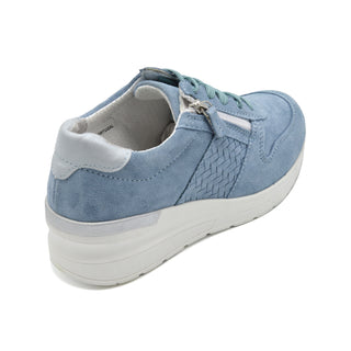 Orthopaedic Ladies Wide Fit Trainer in Sky Blue with Deep Toe Box