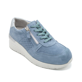 Orthopaedic Ladies Wide Fit Trainer in Sky Blue with Deep Toe Box