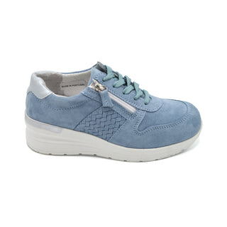 Orthopaedic Ladies Wide Fit Trainer in Sky Blue with Deep Toe Box
