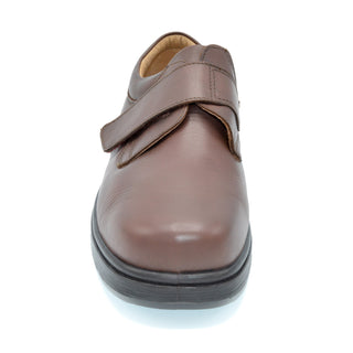 Reece- Mens Extra Wide Velcro Close Shoe - 6V Fitting - Brown