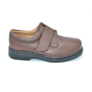 Reece- Mens Extra Wide Velcro Close Shoe - 6V Fitting - Brown