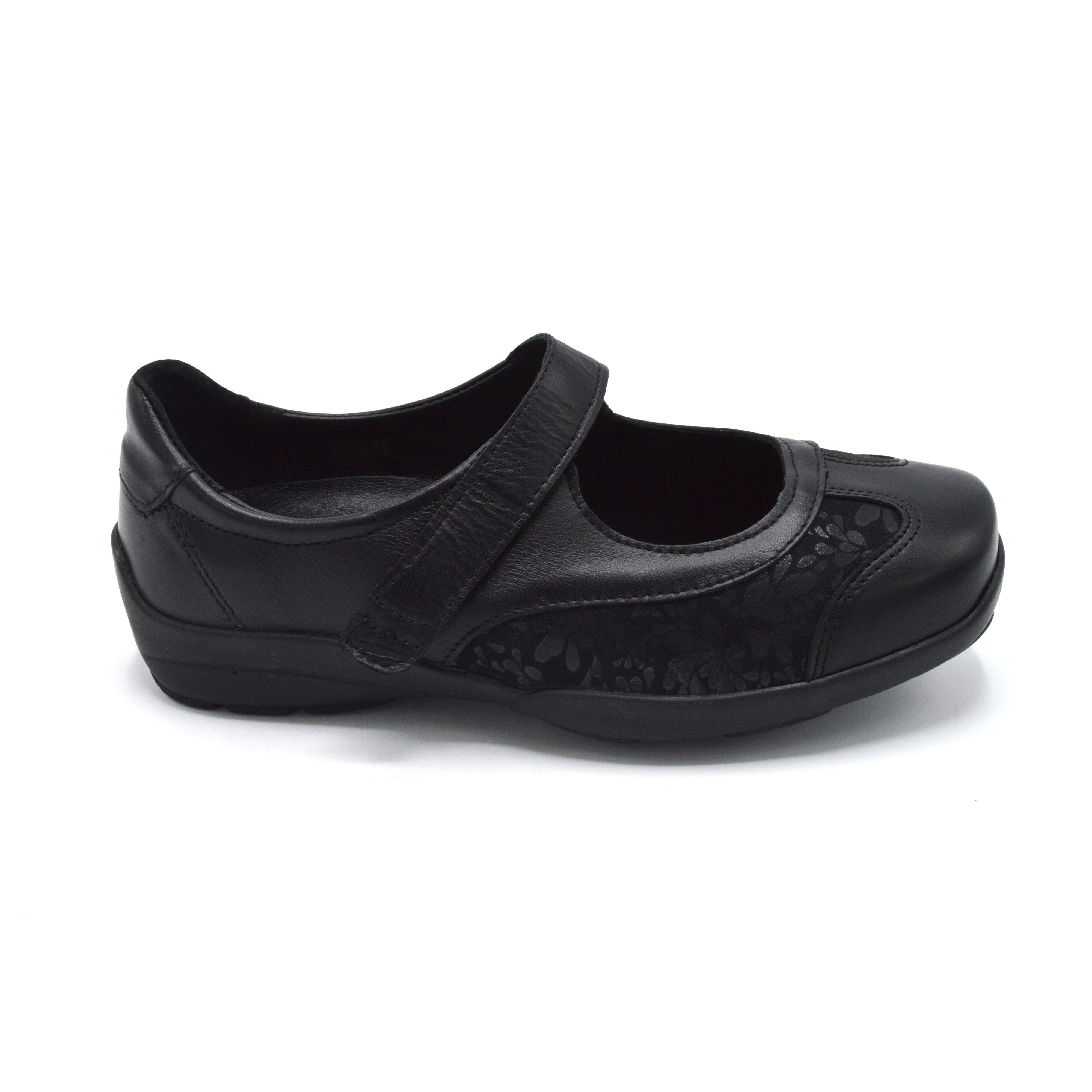 DB Winnipeg- Ladies Extra Wide Velcro Close Shoe - 6V (6E-8E) Fitting - Black