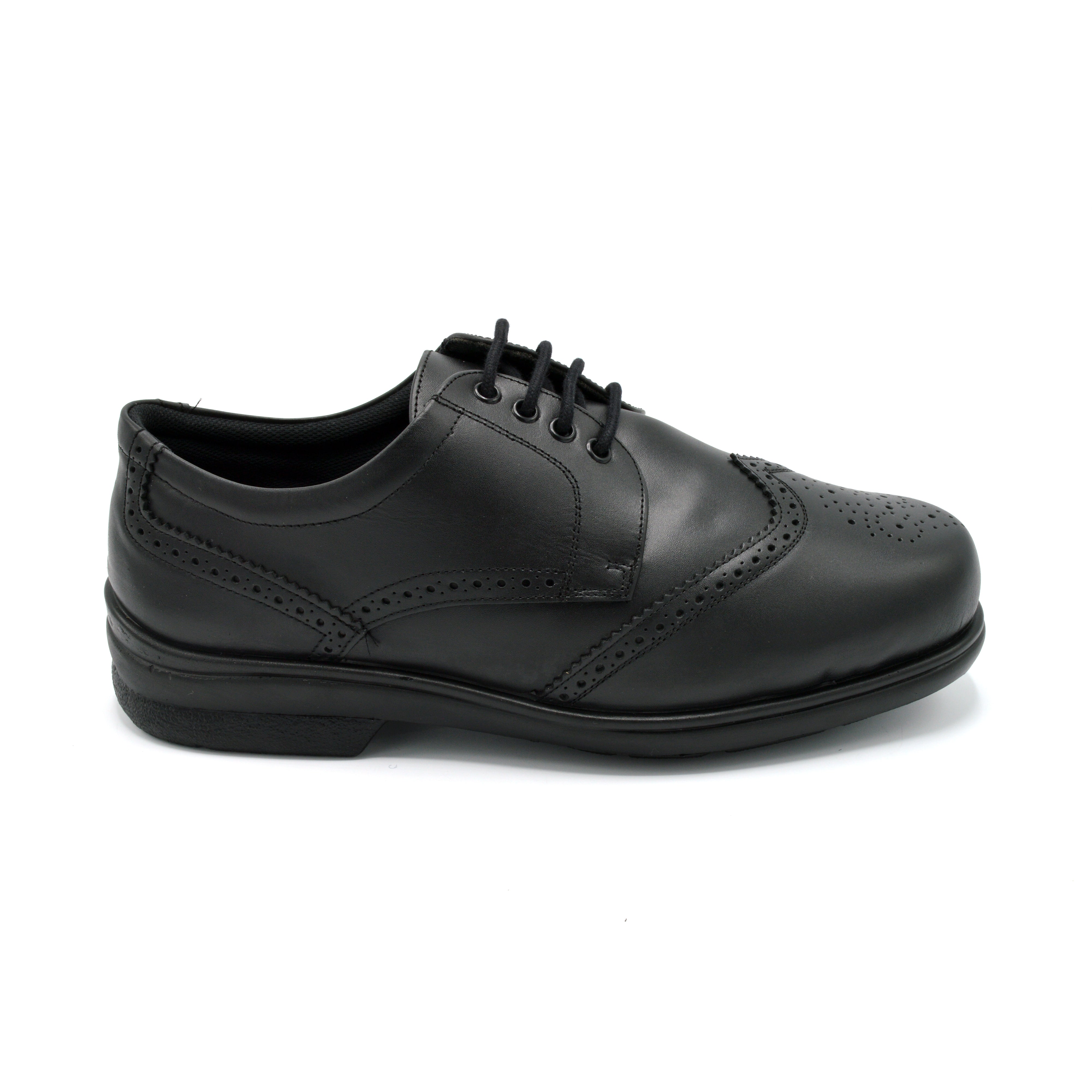 CosyFeet Darby Black Mens Wide Fit Brogue Lace Up