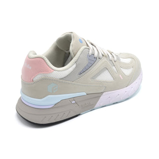 Fitville UK - Ladies Wide Fit Running and Gym Trainer - Extra Wide Width - Side Back View - White Pink
