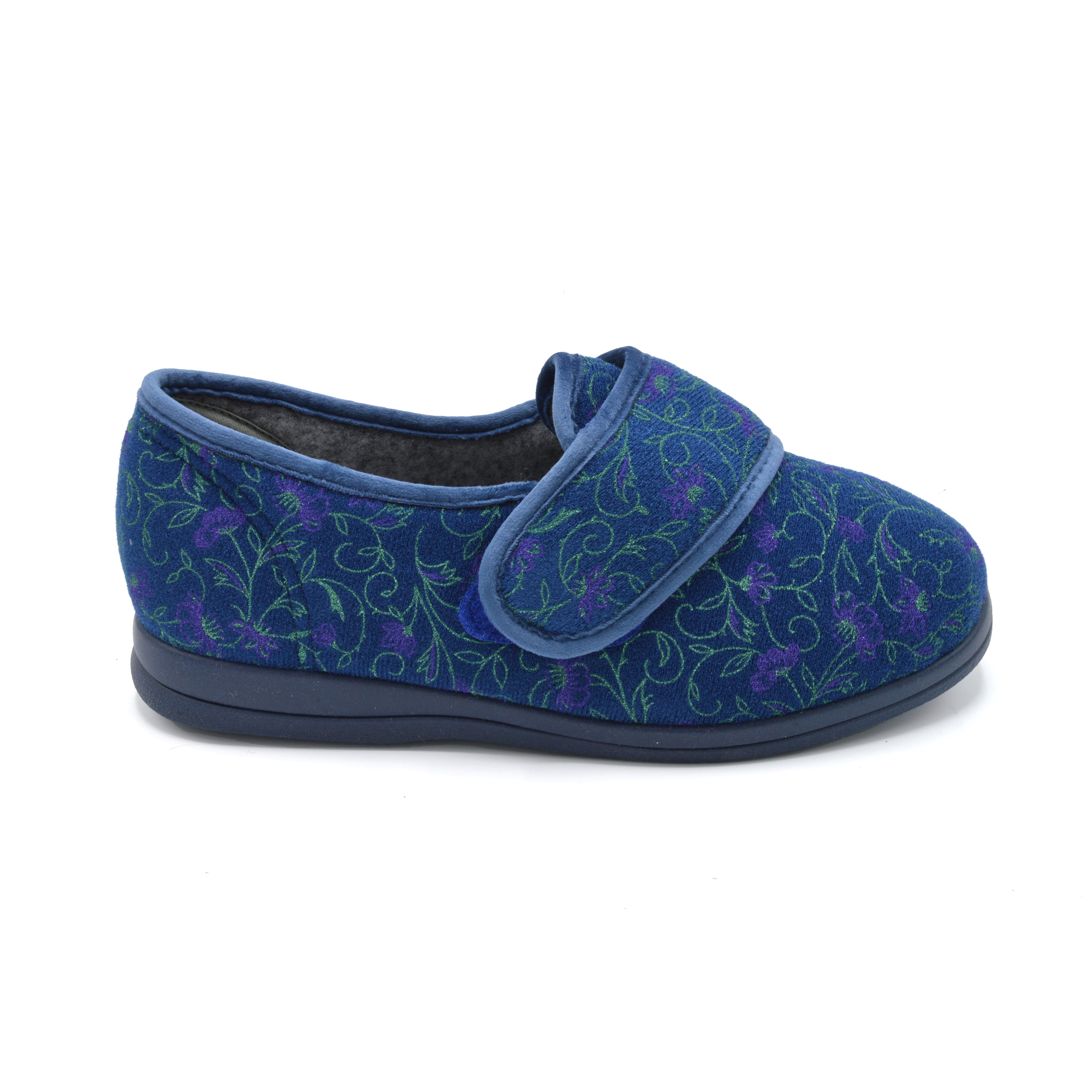 Cosyfeet Holly Navy Velcro Slippers