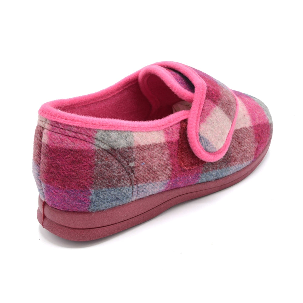 Cosyfeet Holly Ladies Extra Wide Velcro Close Slipper Pink — Wide Shoes