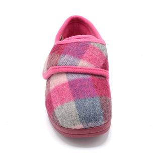 Womens Pink Extra Wide Velcro Slippers For Swollon Feet