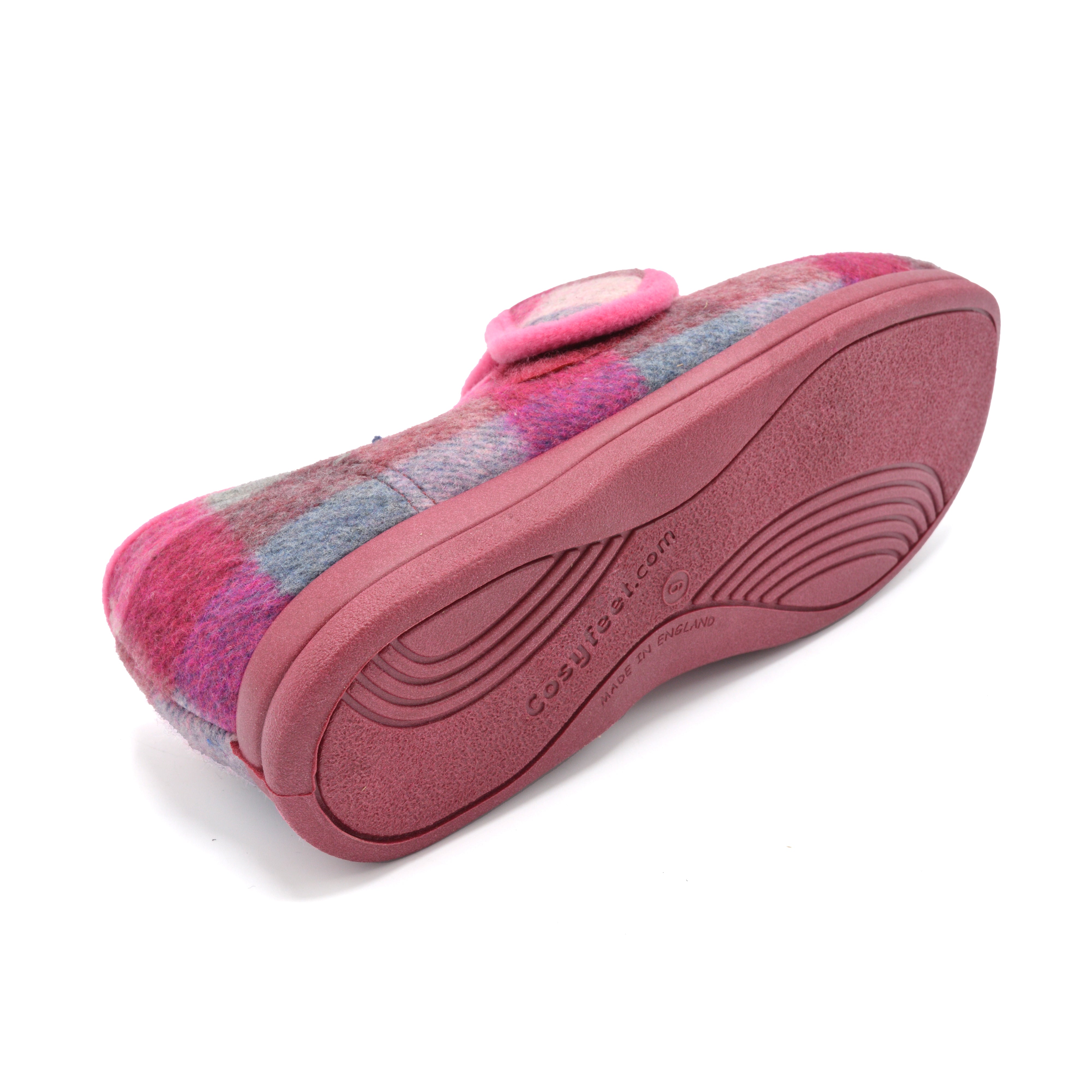 Womens Pink Extra Wide Velcro Slippers For Swollon Feet