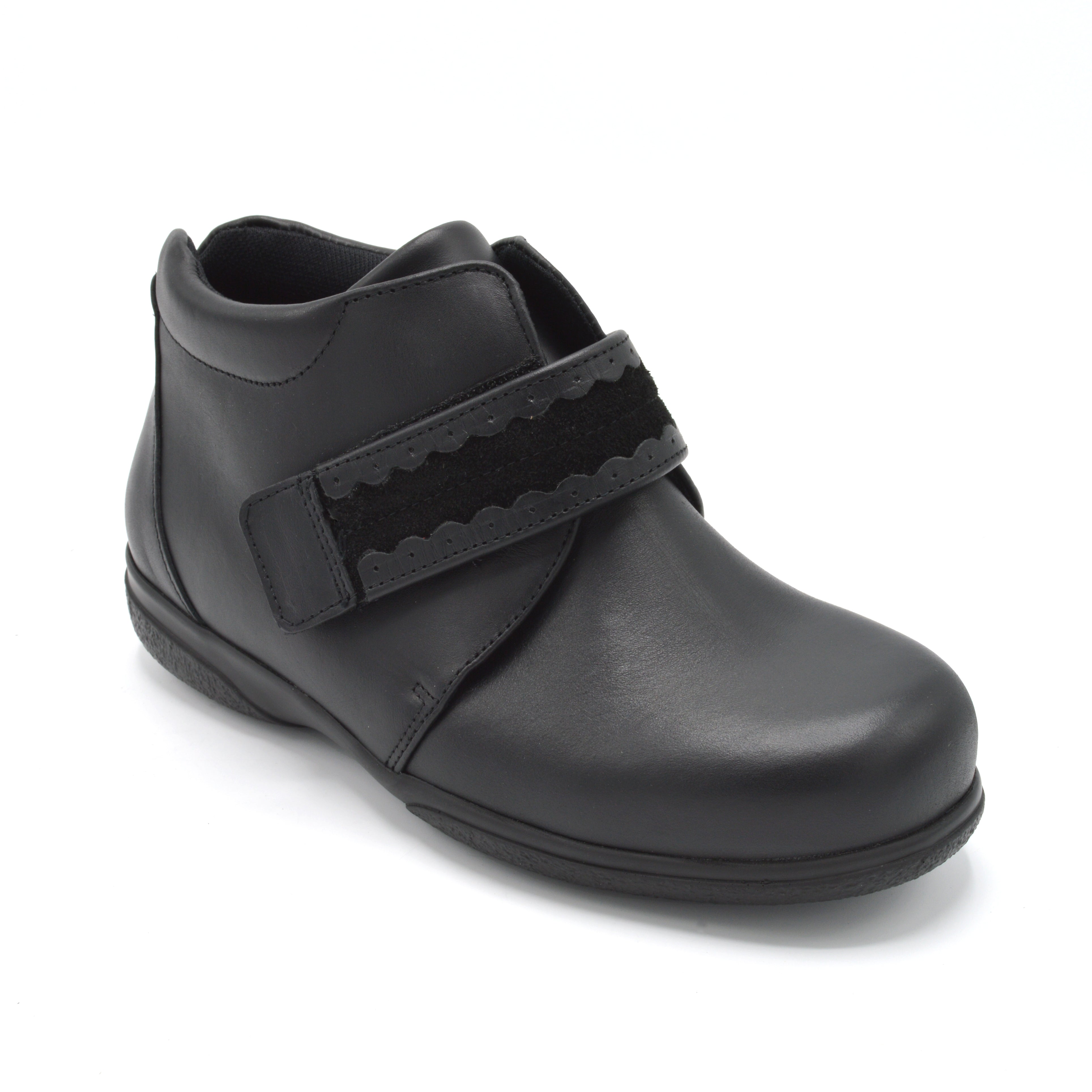 Extra Wide Black Velcro Strap Boot For Bunions