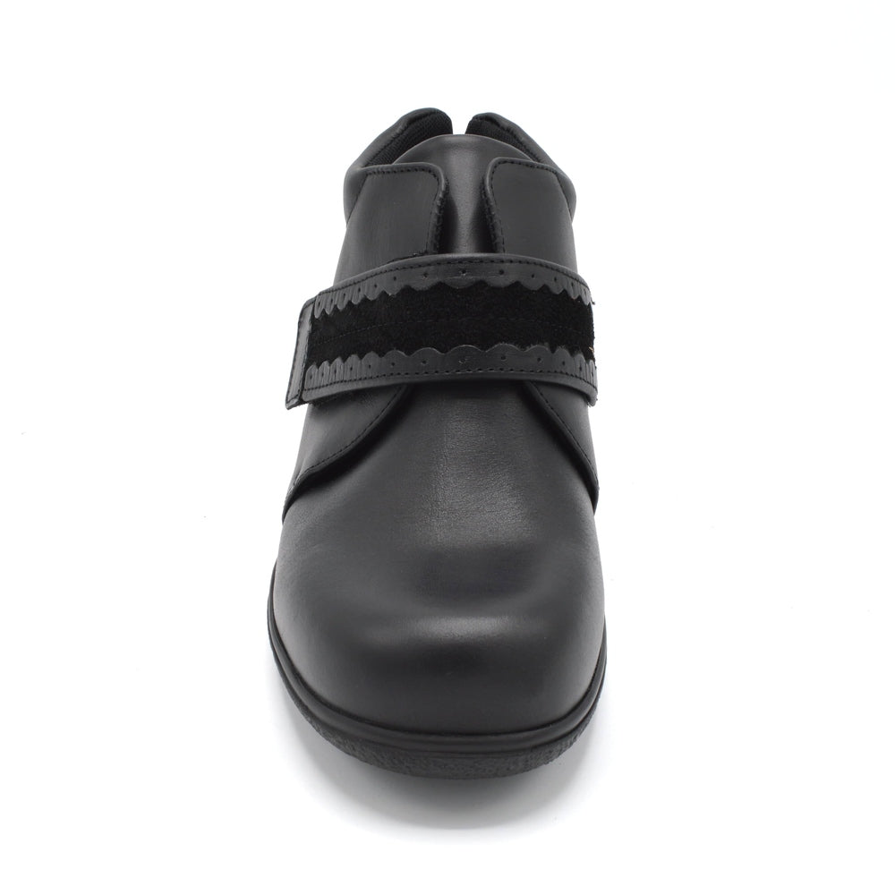 Extra Wide Black Velcro Strap Boot For Bunions