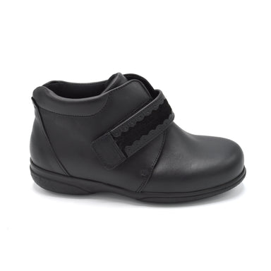 Cosy Feet Luana Extra Wide Black Velcro Strap Boot