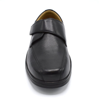 Mens Wide Fit Diabetic Velcro Close Formal Shoe - 3E Width Fitting - Black