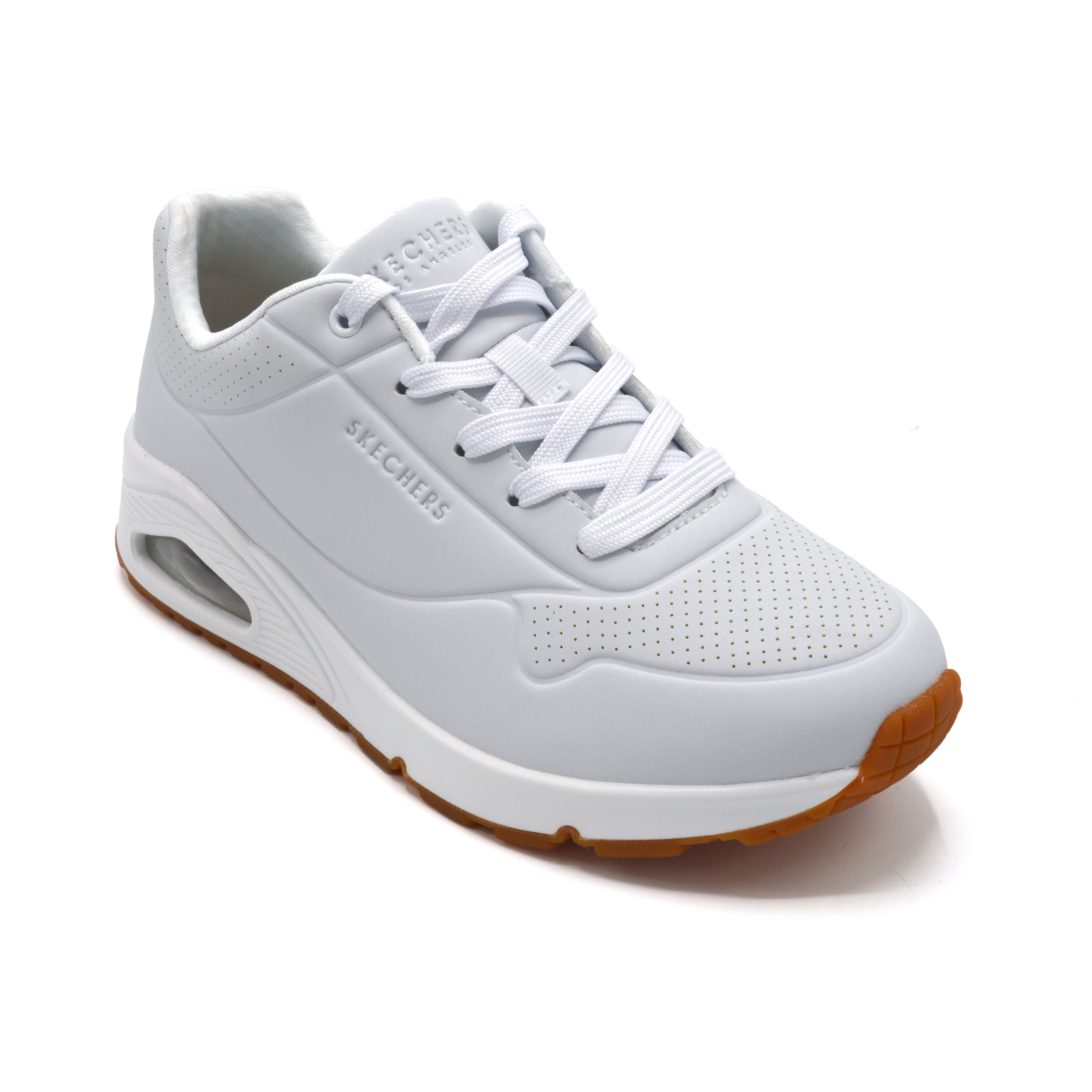 Skechers Uno Stand On Air - Ladies Wide Fit Summer Trainer - 2E Fitting - White