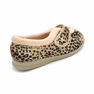 Extra Wide Leopard Pattern Velcro Slipper For Bunions