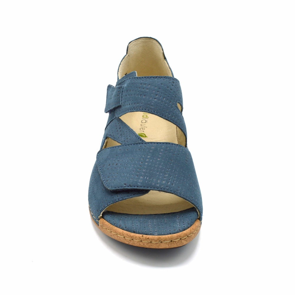 Waldläufer Mules Willow Femme – Cuir Suédé Bleu Élégant, Confort Exceptionnel Et Velcro Réglable