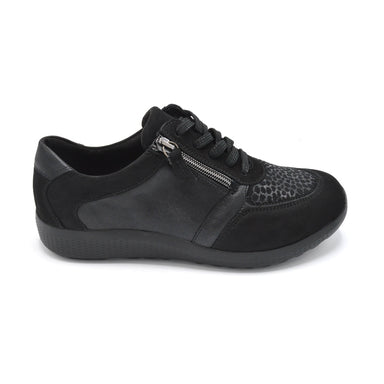 Waldlaufer M-Ira Black Zipped Extra Wide Trainer