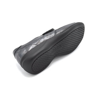 Waldlaufer Millu - Ladies Velcro Close Shoe - 4E Fitting - Shiny Grey With Stretch Upper