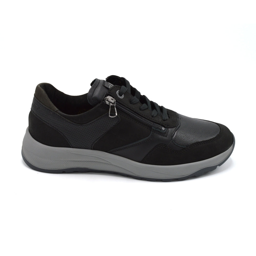 Waldlaufer John Trendy Extra Wide Trainer Side Zip Black