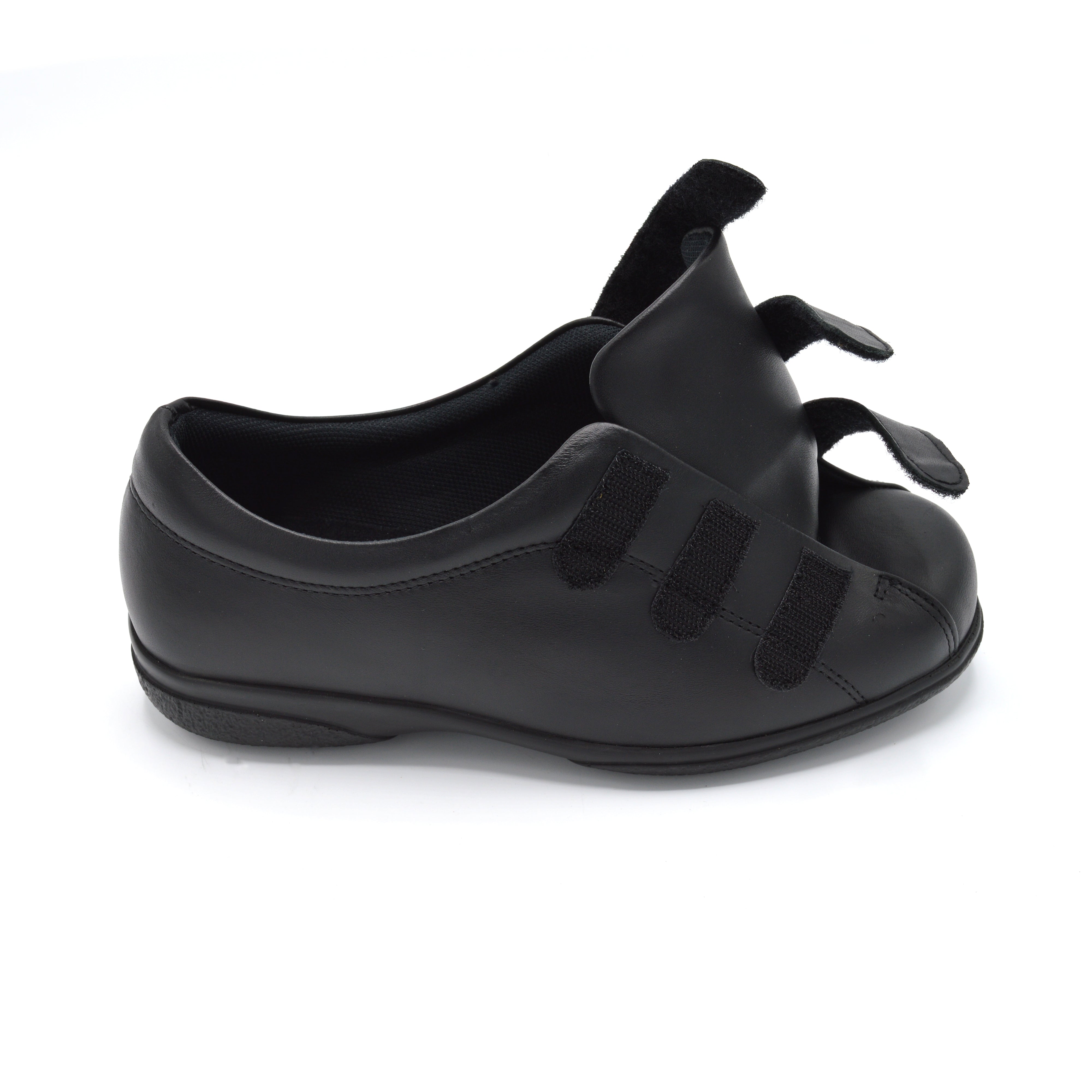 Cosyfeet Alison - Ladies Wide Fit Velcro Close Shoe - 6E Fitting Black