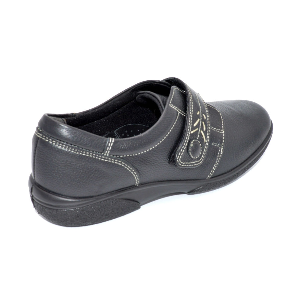 Black Womens Velcro Shoes For Large Bunions 