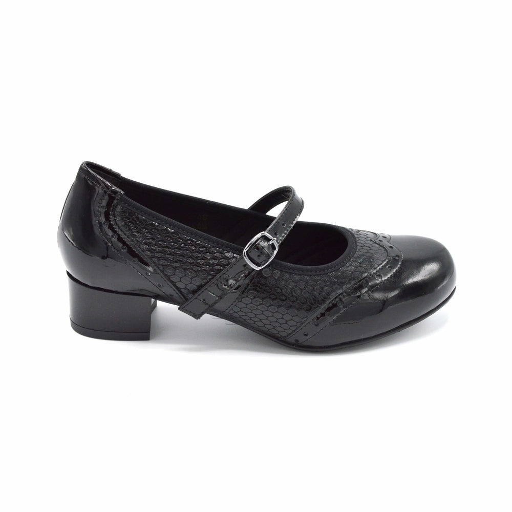 DB Black Ladies Extra Wide Court Shoe