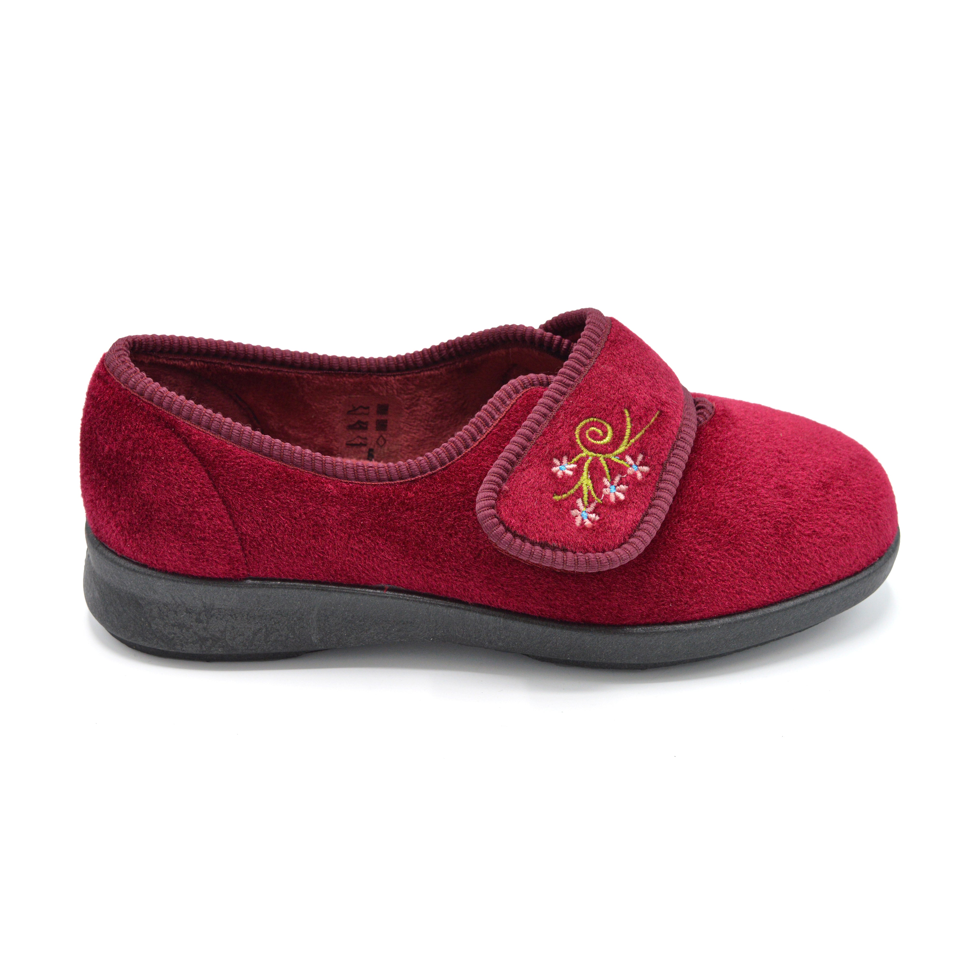 DB Burgundy Ladies Extra Wide Fit Slippers