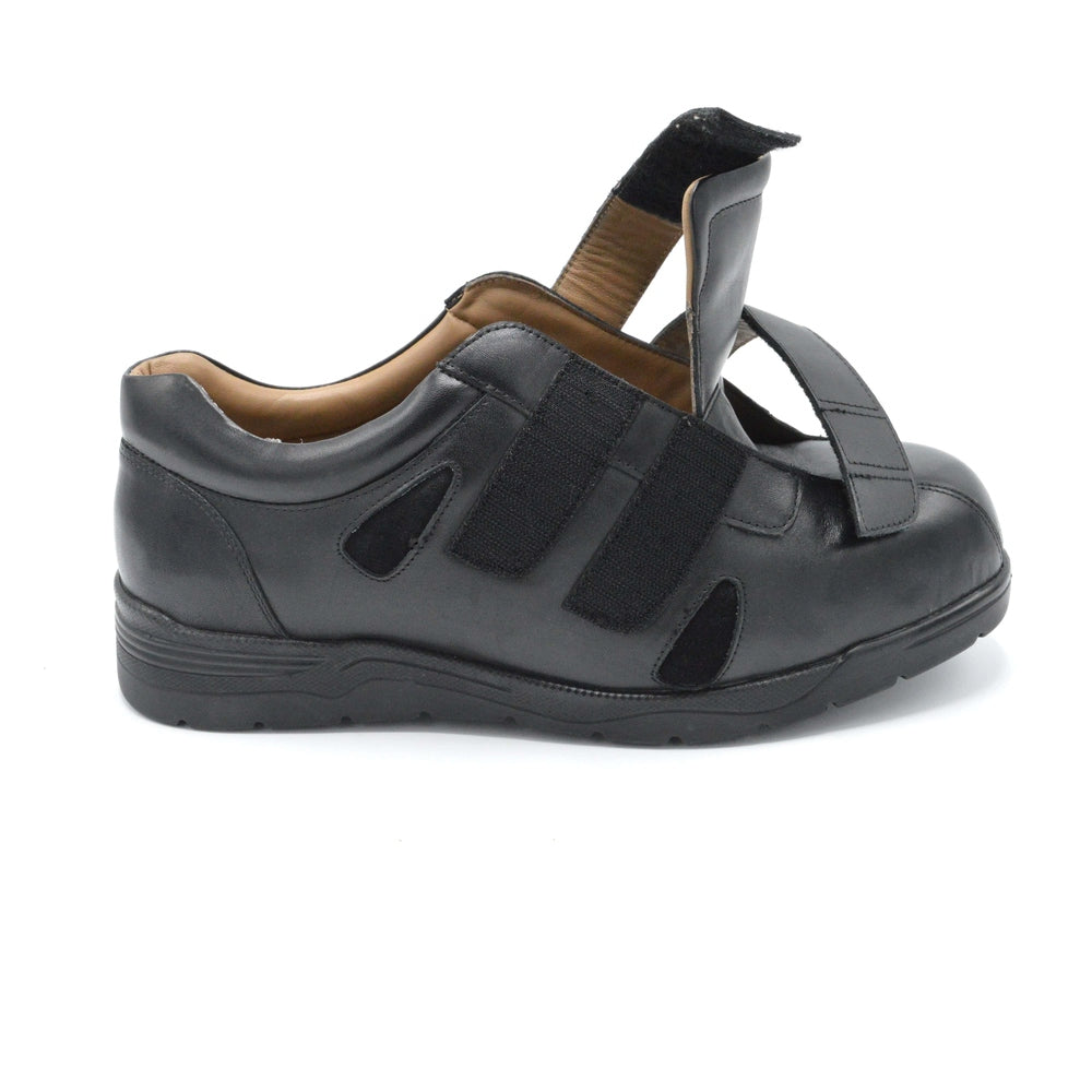 Black Extra Wide Velcro Shoe For Gout