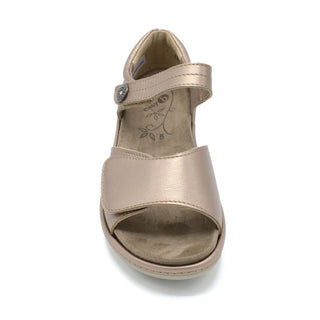 Ladies Wide Fit Open Toe Sandal Gold with Velcro Straps 2024