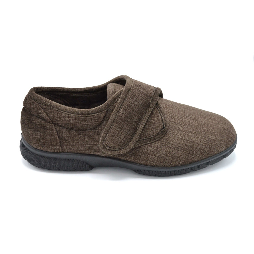 Men's Extra Wide Fit House Shoe Brown – Wide Shoes