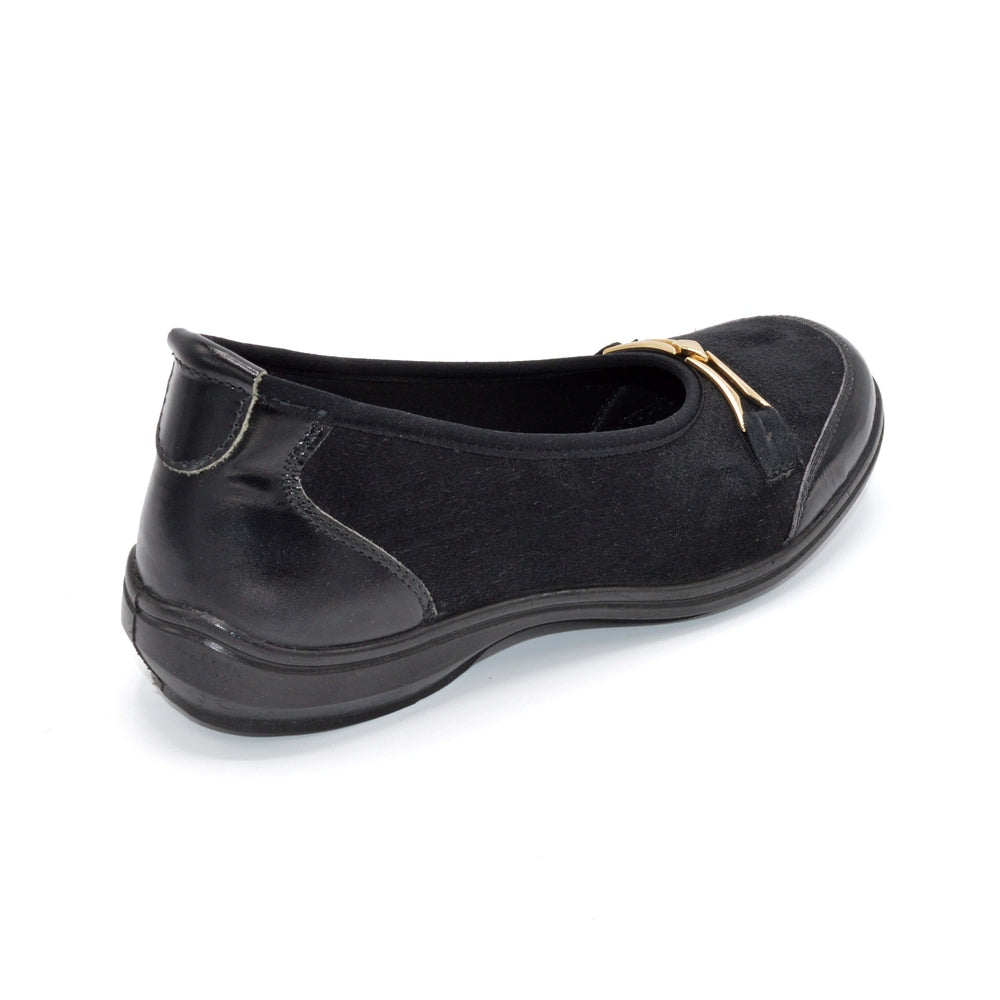 Black Extra Wide Fitting Pump For Swollen Feet