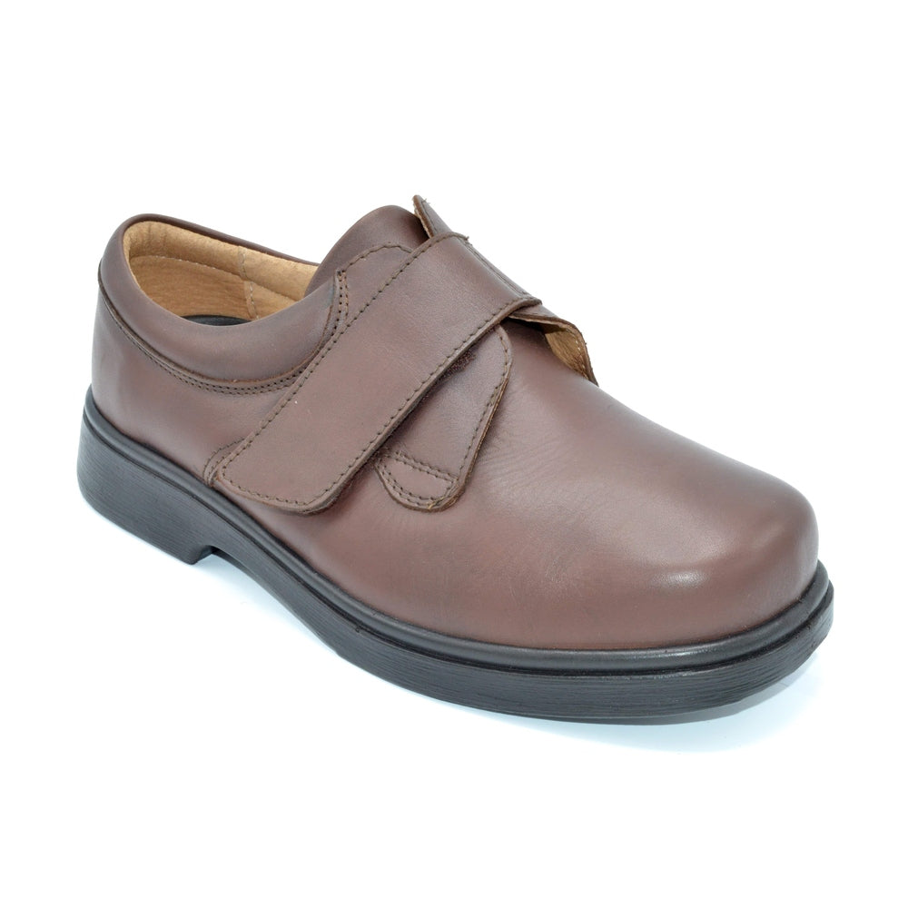 HOT Velcro Wide Fit Mens Brown Shoes DB Reece Mens Extra