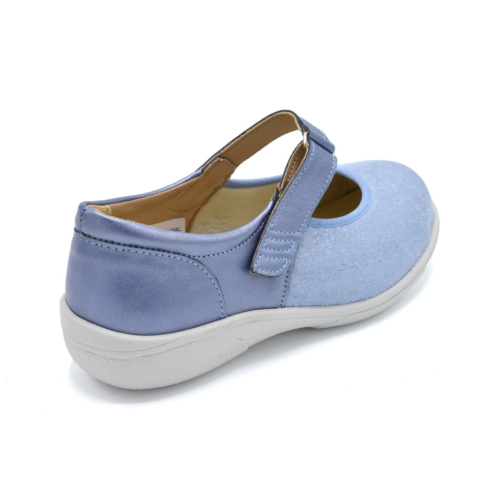 DB Roberta 6 - Ladies Extra Wide Velcro Summer Sandal - Blue — Wide Shoes