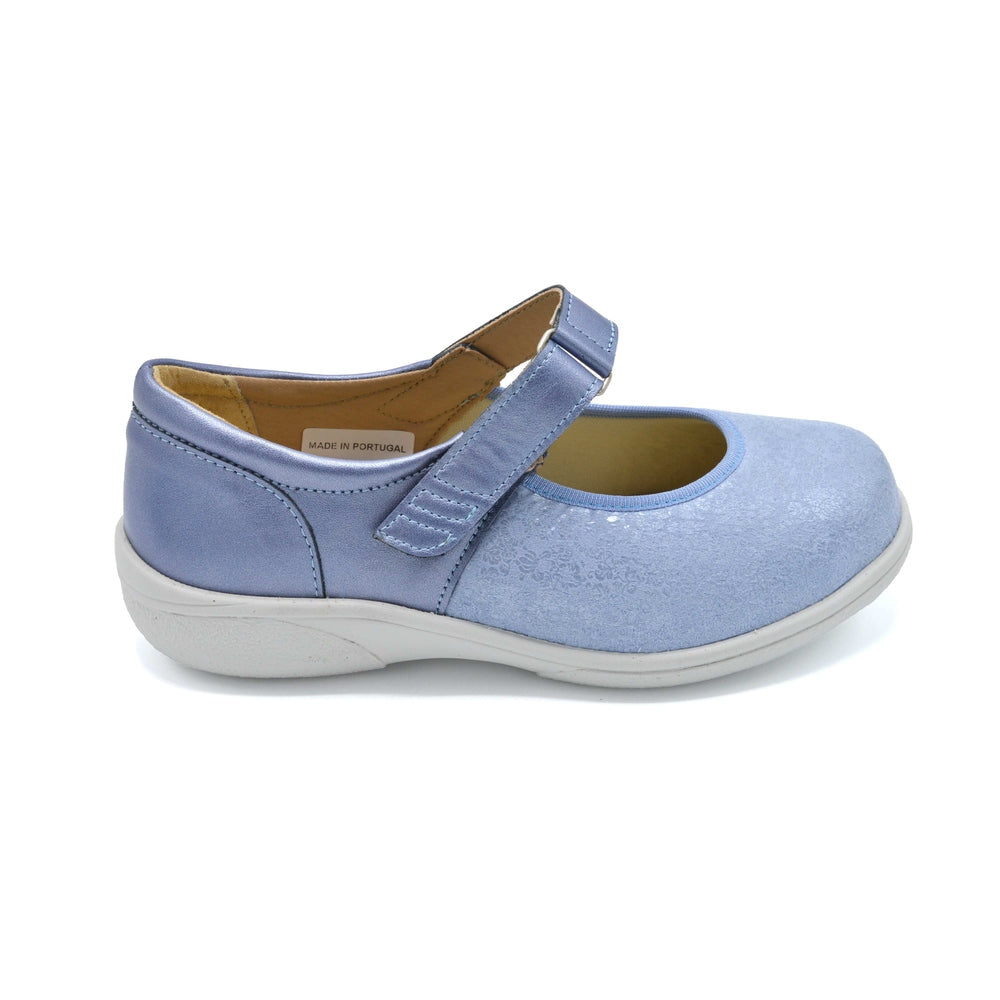 DB Roberta 6 - Ladies Extra Wide Velcro Summer Sandal - Blue – Wide Shoes