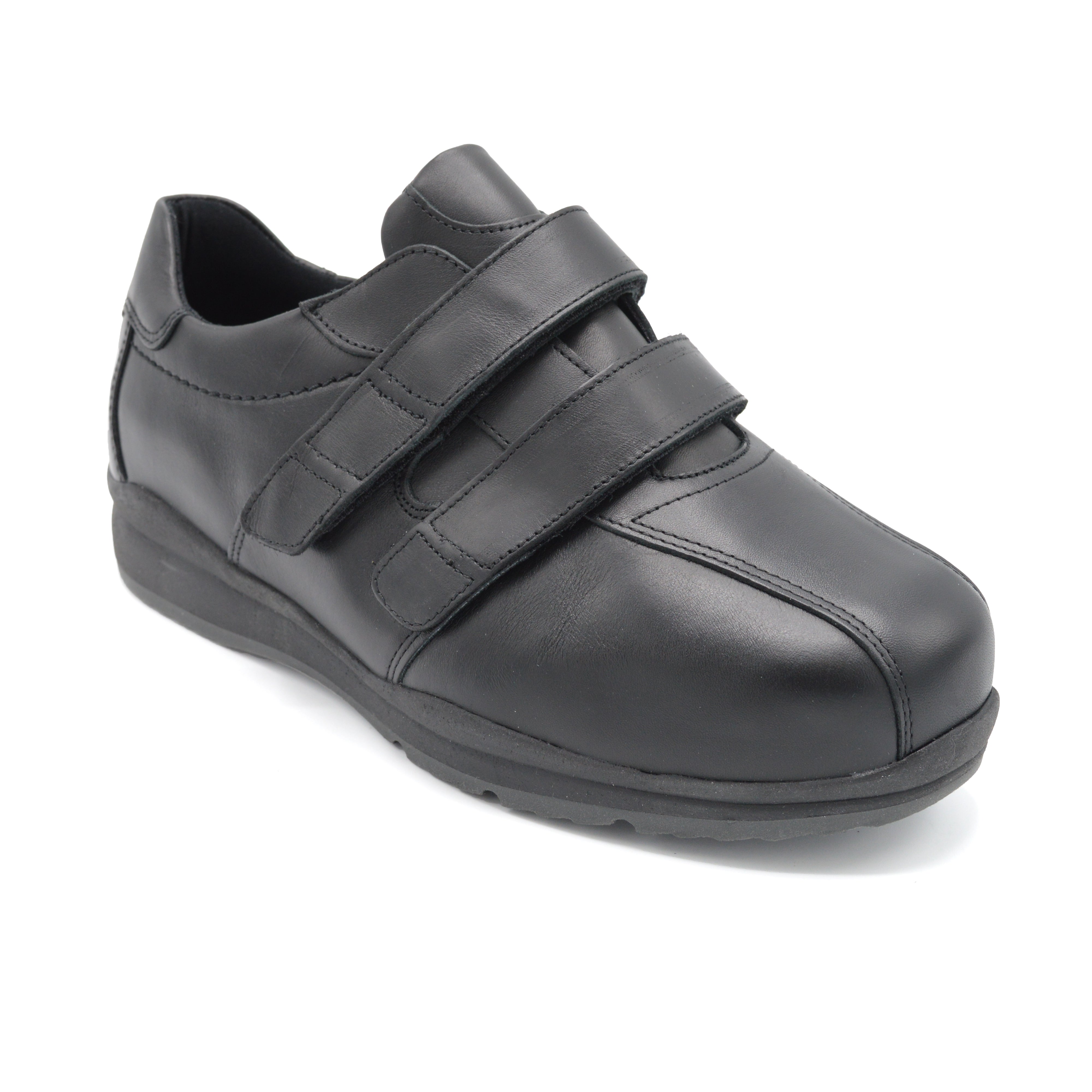 Stephen - Men's Extra Wide Fitting Velcro Shoe. Black — Wide Shoes