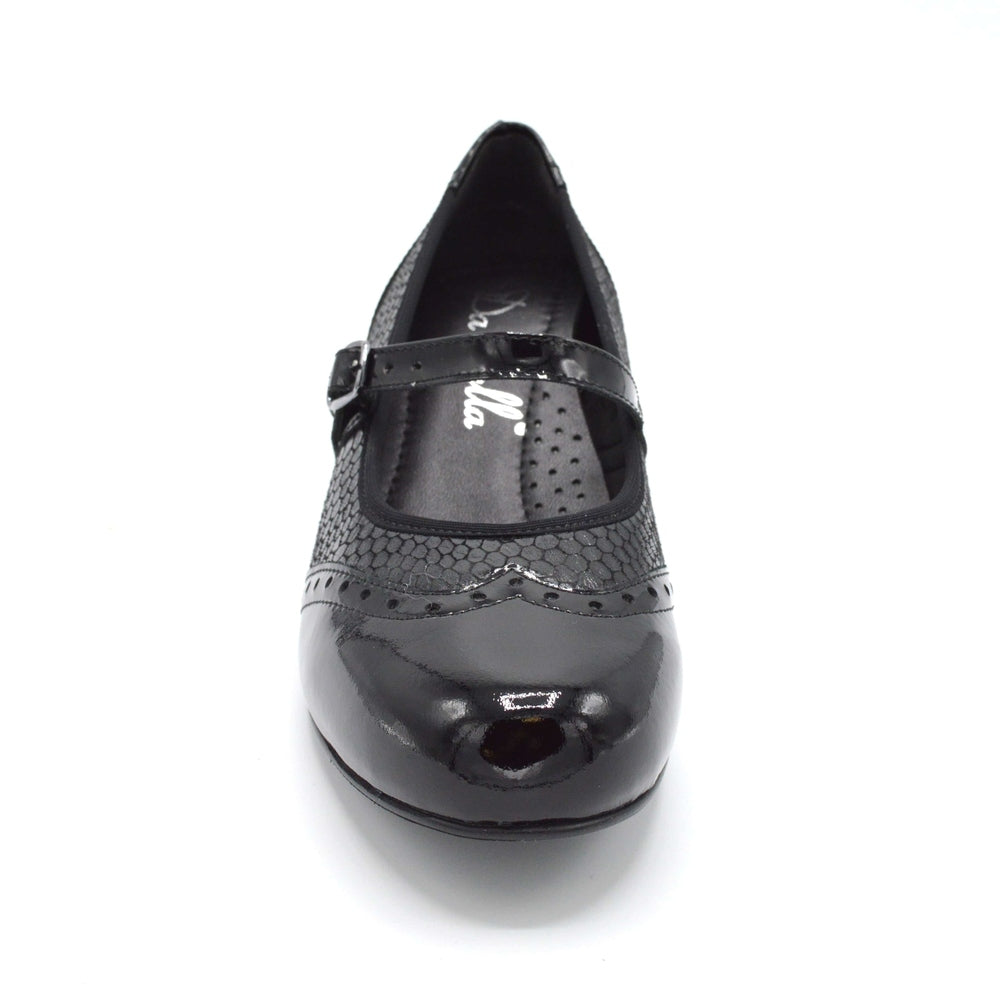Violet Extra Wide Fit Court Shoe 4E Width Black – Wide Shoes