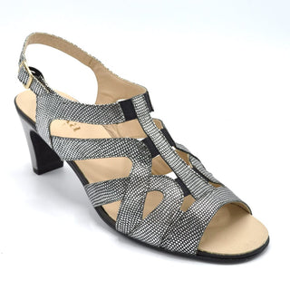 Ladies Wide Fit Sandal With 1 inch heel Silver