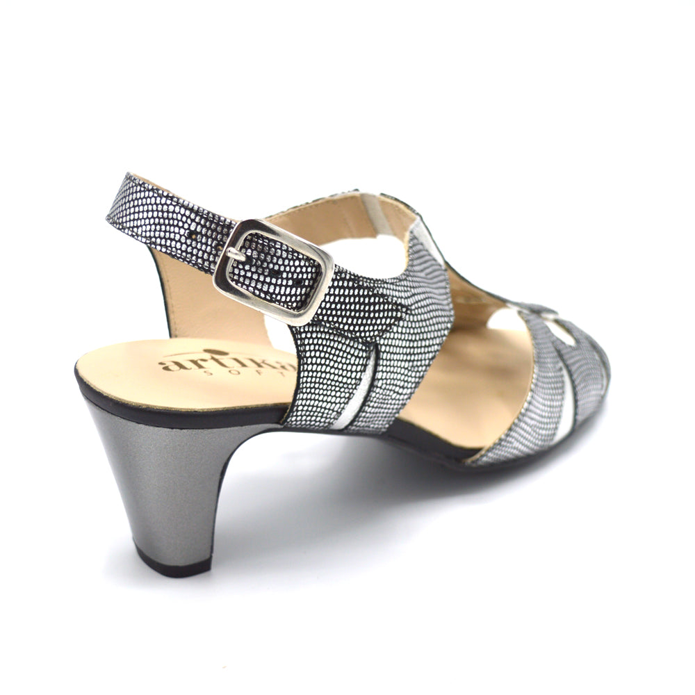 Samone By Artika - Wide Fit Evening Sandal in Pewter - 2E Fitting