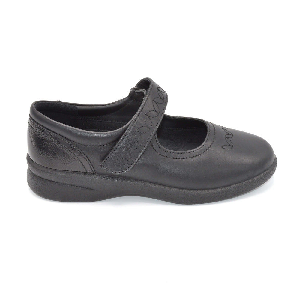 Padders Black Velcro Wide Shoe