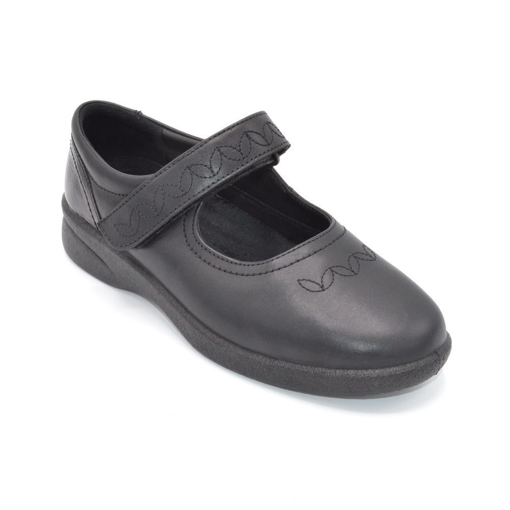 Black Velcro Ladies Shoes For Swollen Feet