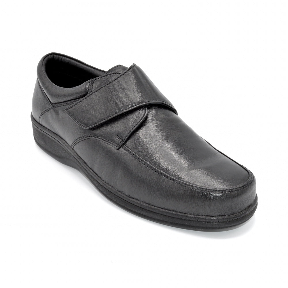 Black Mens Wide Fit Velcro Shoes For Bunions