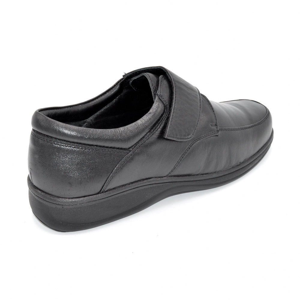 Black Mens Wide Fit Velcro Shoes For Bunions