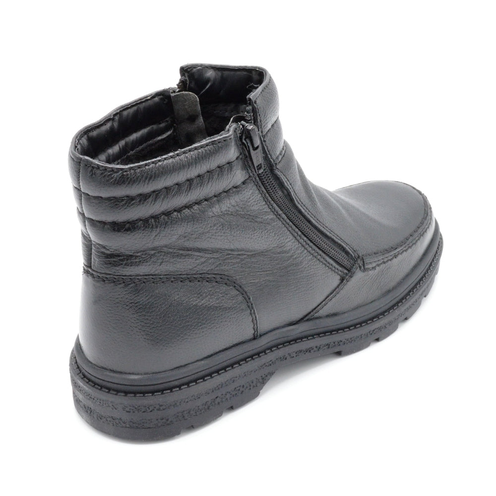 Men's Black Double Zipped Boot 2E Fitting